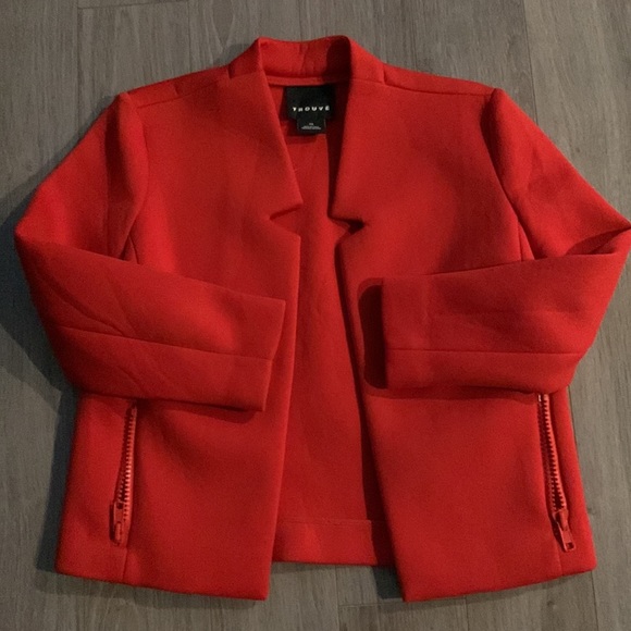 Trouve Neoprene Red Cropped Jacket - Picture 2 of 6